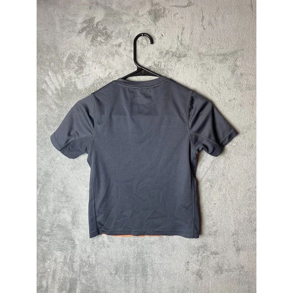 Russell Athletic Boys M Dri-Power T-Shirt Orange Gray Striped Activewear